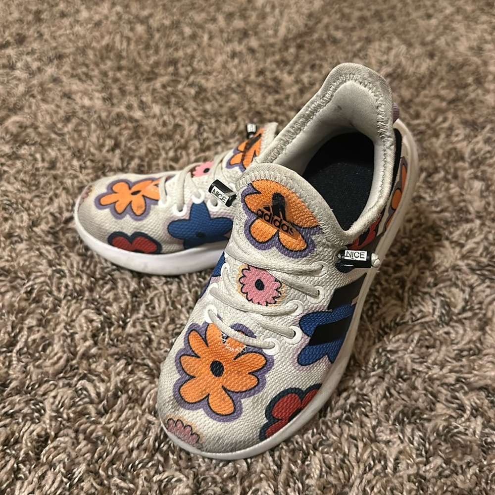 adidas Kids Sneakers with Floral Design - Orange, Blue, Black